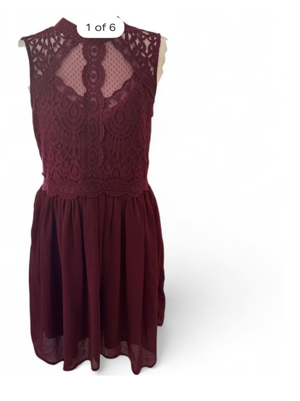 Xhilaration Burgundy Lace Midi Dress